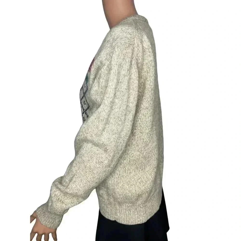 Eddie Bauer women’s Wool country Floral knit crewneck sweater wool blend size M